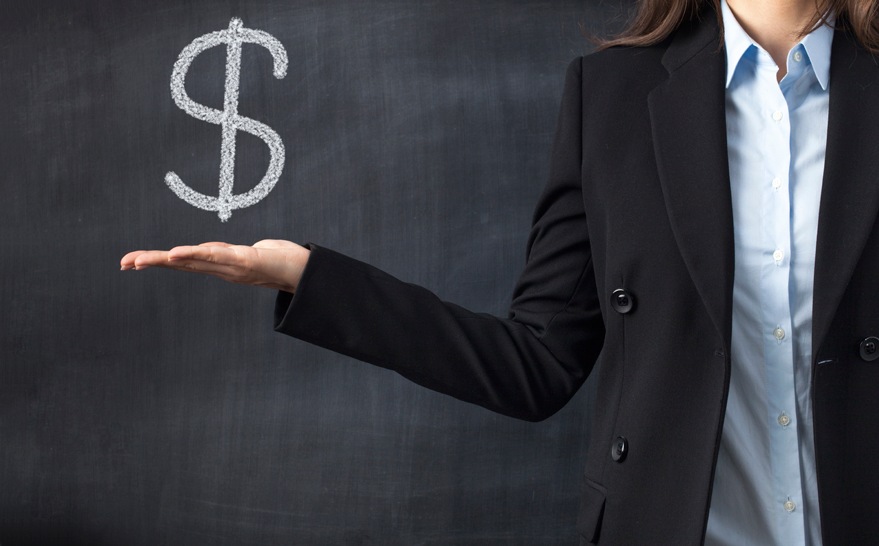 iStock lady holding dollar sign Medium